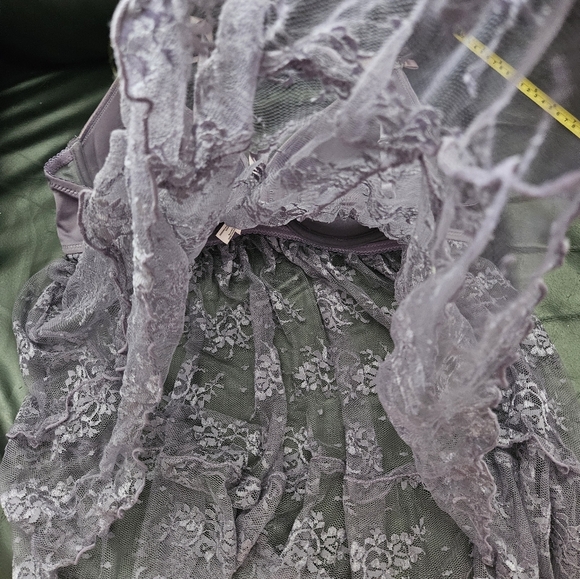 La Vie en Rose Elegant Lace Babydoll Lingerie in Purple LavenderPadded Hook Sz L - Picture 10 of 13